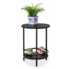 Black Round 2-Tier Side Table 2 Black Round 2-Tier Side Table -Living Room Furniture 810539922 1