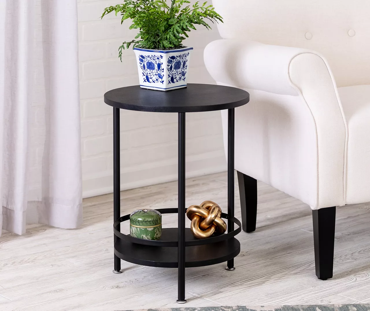 Black Round 2-Tier Side Table 4 Black Round 2-Tier Side Table - Image 2