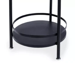 Black Round 2-Tier Side Table 11 Black Round 2-Tier Side Table -Living Room Furniture 810539922 4
