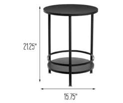 Black Round 2-Tier Side Table 12 Black Round 2-Tier Side Table -Living Room Furniture 810539922 5