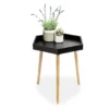 Black Hexagon Wood Leg End Table
