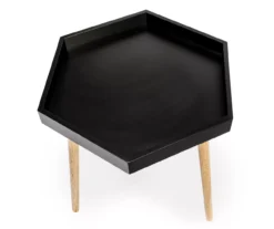 Black Hexagon Wood Leg End Table 10 Black Hexagon Wood Leg End Table -Living Room Furniture 810539923 4