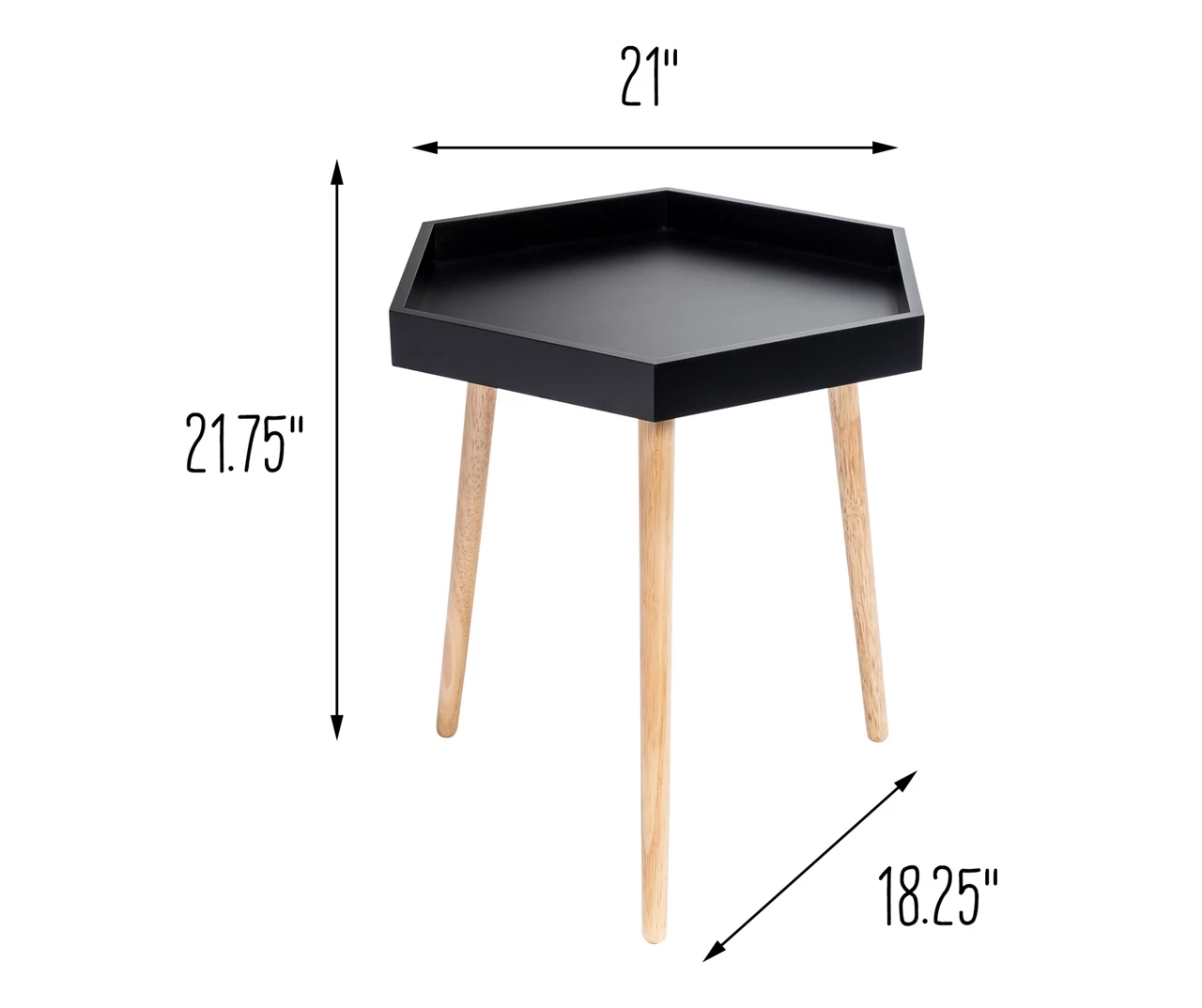 Black Hexagon Wood Leg End Table 7 Black Hexagon Wood Leg End Table - Image 5