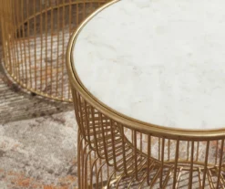 Vernway White Marble & Gold Metal 2-Piece Accent Table Set 7 Vernway White Marble & Gold Metal 2-Piece Accent Table Set -Living Room Furniture 810542168 2