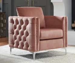Lizmont Blush Tufted Velvet Accent Chair -Living Room Furniture 810542292 1