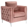 Lizmont Blush Tufted Velvet Accent Chair -Living Room Furniture 810542292