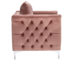 Lizmont Blush Tufted Velvet Accent Chair -Living Room Furniture 810542292 4