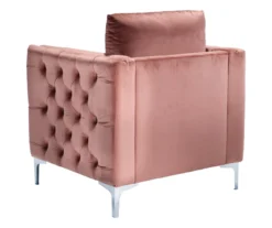 Lizmont Blush Tufted Velvet Accent Chair -Living Room Furniture 810542292 5