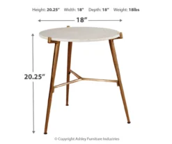 Chadton Round White Marble & Gold Metal Accent Table -Living Room Furniture 810542302 3