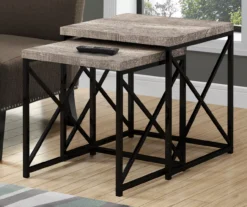 Monarch Reclaimed Wood Look 2-Piece Nesting Table Set -Living Room Furniture 810542383 1