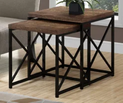 Monarch Reclaimed Wood Look 2-Piece Nesting Table Set -Living Room Furniture 810542385 1