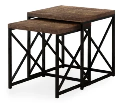 Monarch Reclaimed Wood Look 2-Piece Nesting Table Set -Living Room Furniture 810542385 2