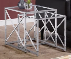 Monarch Glass & Metal 2-Piece Nesting Table Set -Living Room Furniture 810542387 1