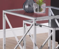 Monarch Glass & Metal 2-Piece Nesting Table Set -Living Room Furniture 810542387 3