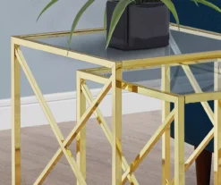 Monarch Glass & Metal 2-Piece Nesting Table Set -Living Room Furniture 810542390 3