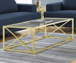 Monarch Glass & Metal Coffee Table 12 Monarch Glass & Metal Coffee Table -Living Room Furniture 810542401 1