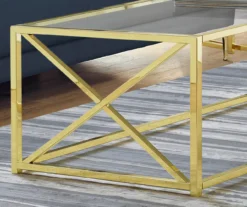 Tempered Glass & Gold Metal X Coffee Table -Living Room Furniture 810542401 3 1