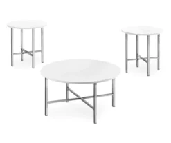 Monarch Round 3-Piece Occasional Table Set -Living Room Furniture 810542402 2
