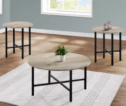 Monarch Round 3-Piece Occasional Table Set -Living Room Furniture 810542424 1