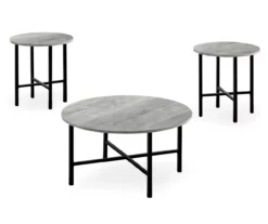 Monarch Round 3-Piece Occasional Table Set -Living Room Furniture 810542425 2