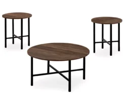 Monarch Round 3-Piece Occasional Table Set -Living Room Furniture 810542426 2