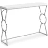 Glossy White Chrome Circle Leg Accent Table -Living Room Furniture 810542467 2