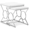Glossy White Chrome Metal 2-Piece Nesting Table Set -Living Room Furniture 810542468 2