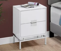 Glossy White & Chrome Metal Retro Accent Table -Living Room Furniture 810542472 2