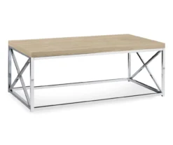 Natural & Chrome Metal Coffee Table