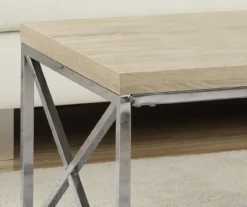 Natural & Chrome Metal Coffee Table 8 Natural & Chrome Metal Coffee Table -Living Room Furniture 810542482 3 1