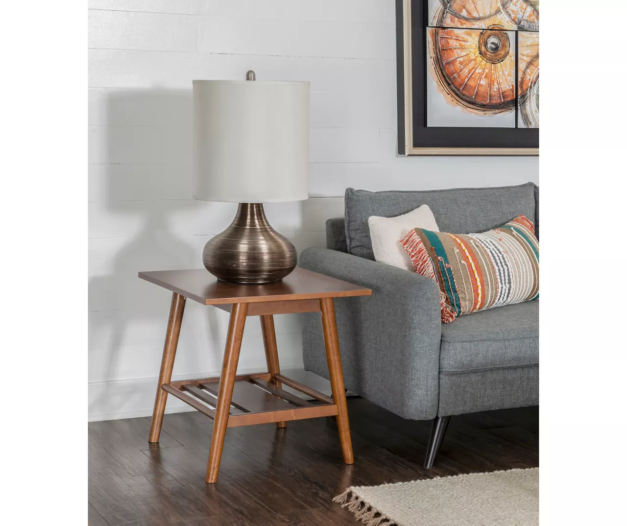 Presley Brown 2-Tier Slatted Wood End Table 4 Presley Brown 2-Tier Slatted Wood End Table - Image 2