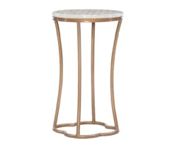 Globa Designs White & Gold Capiz Mosaic Beehive Accent Table -Living Room Furniture 810543194 A0 1