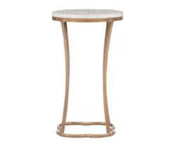 Globa Designs White & Gold Capiz Mosaic Beehive Accent Table -Living Room Furniture 810543194 A1