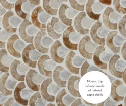 Globa Designs White & Gold Capiz Mosaic Beehive Accent Table -Living Room Furniture 810543194 A8