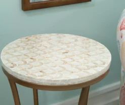 Globa Designs White & Gold Capiz Mosaic Beehive Accent Table -Living Room Furniture 810543194 B8