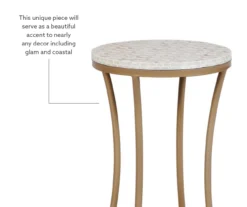 Globa Designs White & Gold Capiz Mosaic Beehive Accent Table -Living Room Furniture 810543194 M0 2