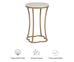 Globa Designs White & Gold Capiz Mosaic Beehive Accent Table -Living Room Furniture 810543194 M0 3