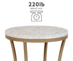 Globa Designs White & Gold Capiz Mosaic Beehive Accent Table -Living Room Furniture 810543194 M0 4
