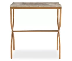 Global Designs Gold Geometric Capiz Mosaic Fish Pattern Accent Table -Living Room Furniture 810543217 3