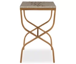 Global Designs Gold Geometric Capiz Mosaic Fish Pattern Accent Table -Living Room Furniture 810543217 4