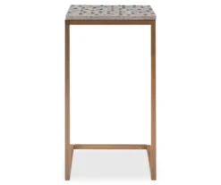 Global Designs Gold Geometric Capiz Mosaic Fish Pattern C Accent Table -Living Room Furniture 810543218 3