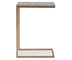 Global Designs Gold Geometric Capiz Mosaic Fish Pattern C Accent Table -Living Room Furniture 810543218 5