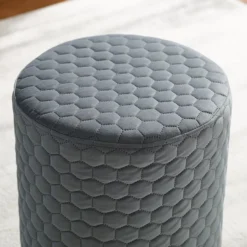 Royal Gray Quilted Ottoman With Silver Base -Living Room Furniture 810543261 4