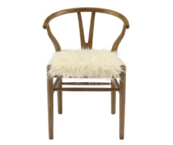 Emmitt Gray & Brown Faux Fur Wishbone Chair -Living Room Furniture 810543298 A0 2