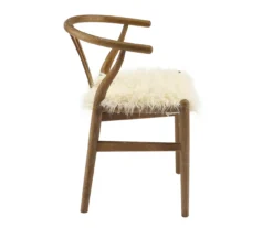 Emmitt Gray & Brown Faux Fur Wishbone Chair -Living Room Furniture 810543298 A1 3