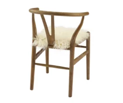 Emmitt Gray & Brown Faux Fur Wishbone Chair -Living Room Furniture 810543298 A2 4