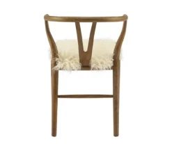 Emmitt Gray & Brown Faux Fur Wishbone Chair -Living Room Furniture 810543298 A2 5