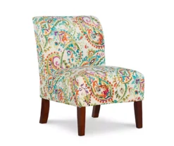 Danna Multicolor Upholstered Paisley Curved Back Slipper Chair