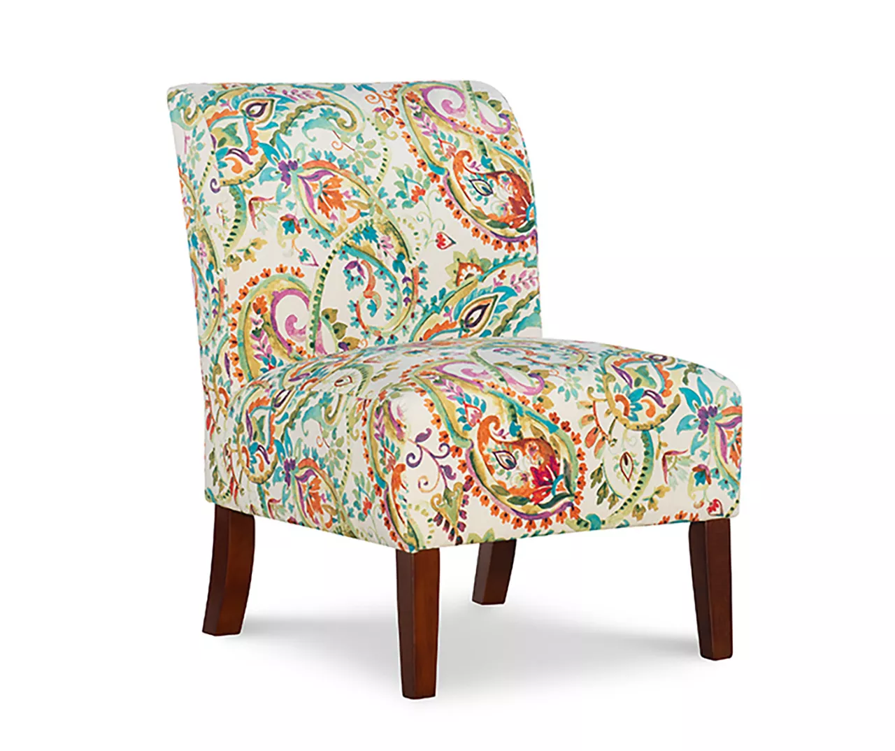 Danna Multicolor Upholstered Paisley Curved Back Slipper Chair 3 Danna Multicolor Upholstered Paisley Curved Back Slipper Chair