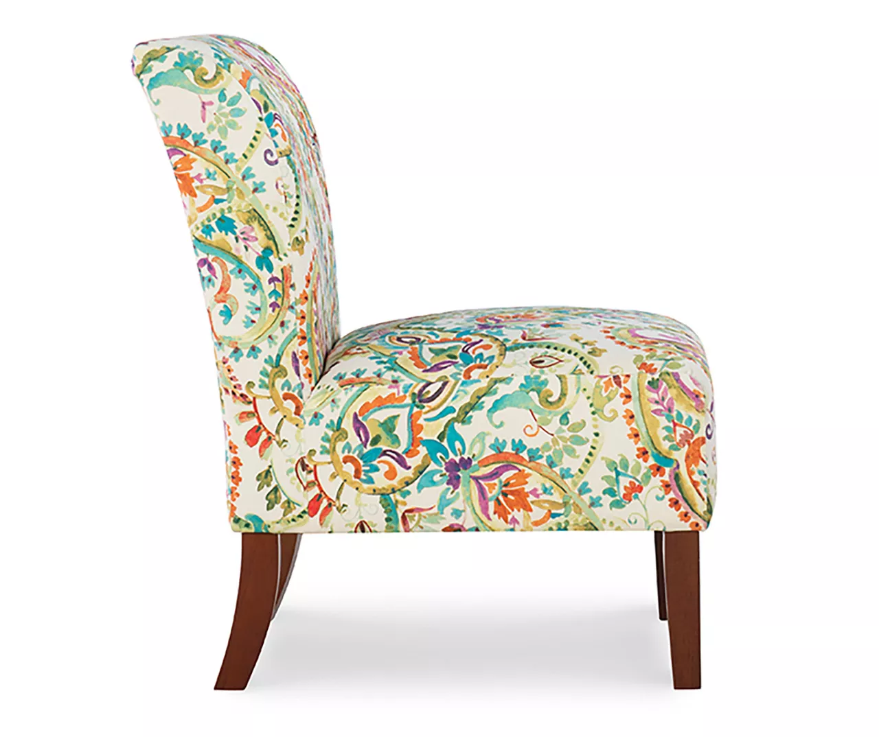 Danna Multicolor Upholstered Paisley Curved Back Slipper Chair 5 Danna Multicolor Upholstered Paisley Curved Back Slipper Chair - Image 3